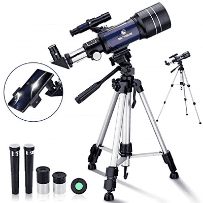 BNISE Telescope for Kids Beginners, 70mm Aperture Astronomy Refractor Monocular