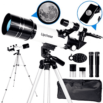 Upchase Astronomical Telescope,400/70mm Refractor Telescope for Kids and Partner