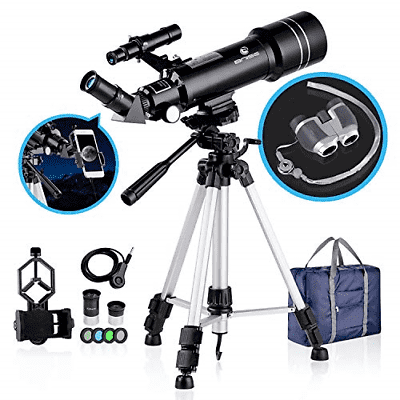 BNISE 70mm Portable Refractor Telescope and HD Binoculars, Fully Coated Glass for