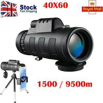 Portable 40X60 HD Day Vision Monocular Telescope Binoculars With Tripod Set UK