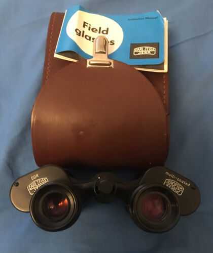 CARL ZEISS JENA DDR JENOPTEM 8X30W MULTI-COATED BINOCULARS WITH CASE AND MANUAL