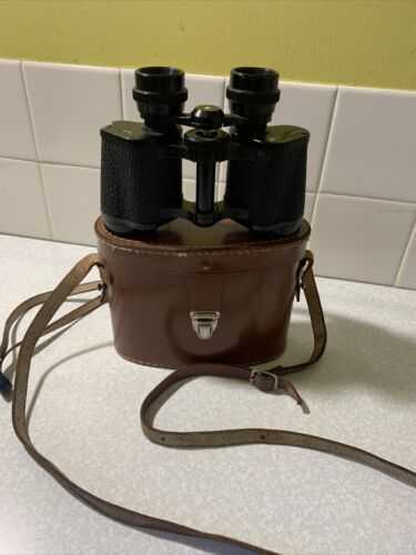 Vintage Retro Military Onserver Binoculars 8x26 In Leather Case