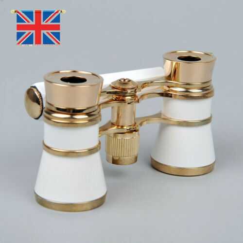 3x25 Classical Brass Binoculars Opera/Theater Glasses Coated Lens White W/Handle