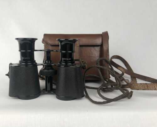 Antique French Export Radium Prismoid Binoculars with Leather Case