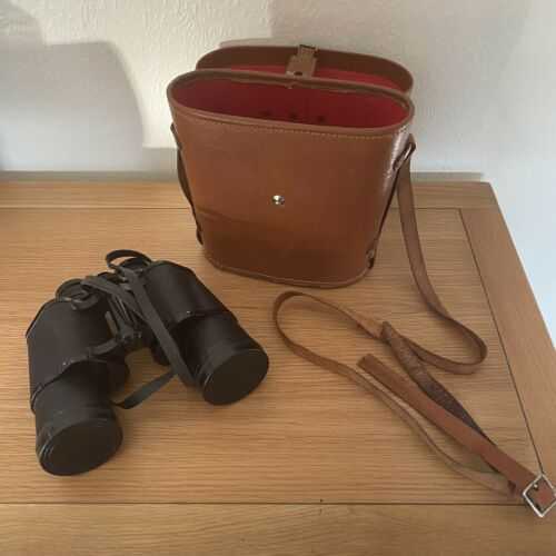 Vintage Super Zenith Binoculars Black 10 X 50 With Bag