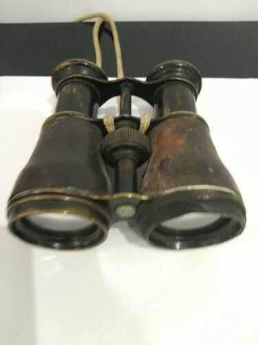 Vintage Binoculars Leather Covered With Compass