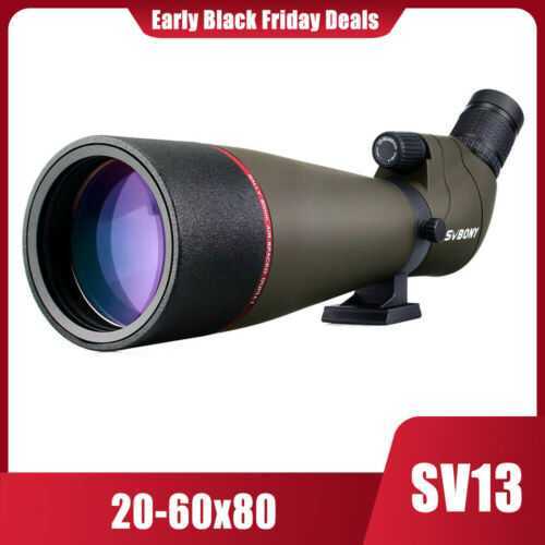 Spotting Scope SVBONY SV13 20-60x80mm Waterproof Zoom FMC Spotting Scope BK7 UK