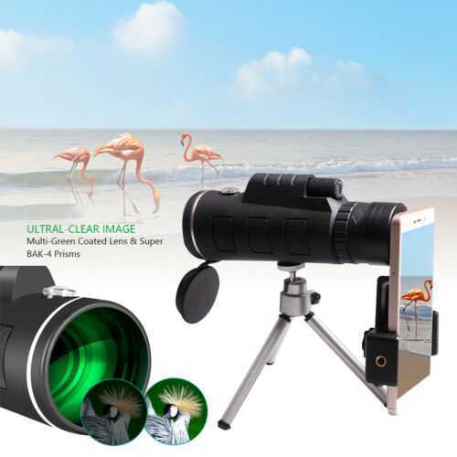 Portable 40x60 HD Optical Monocular Telescope Day/Night Vision+Phone Clip+Tripod