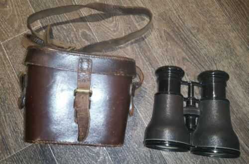 Vintage Binoculars h. Salanson and Co Leather case Bristol,Cardiff, Gloucester