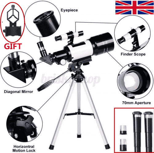 300X70mm Monocular Space Astronomic Refractor Telescope Night 150X + Tripod Set