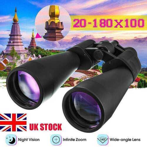 SAKURA Day Night Vision 20-180x100 Zoom HD Binoculars Outdoor Hunt Telescope UK