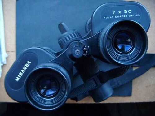 Miranda 7x50 binoculars - rubber armoured  superb condition, with level and mount