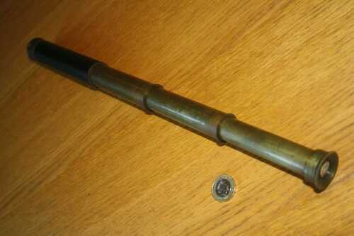 Vintage 3 DRAW Telescope by NEWBOLD and BULFORD Ltd The 'Cub' 18x Brass and Leather