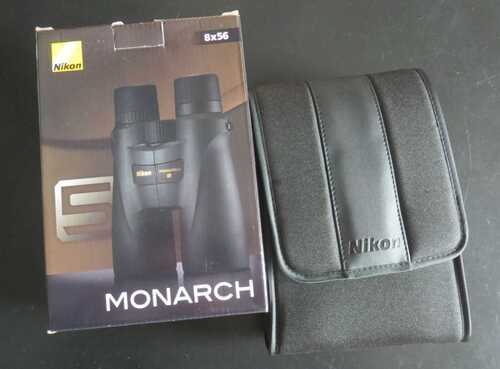 Nikon Monarch 5 8x56 binoculars, unused, case, box and paperwork