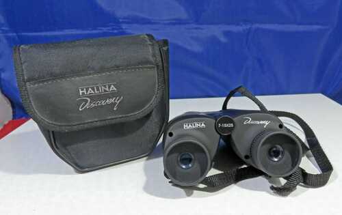 Halina Discovery Compact Binoculars 7-15x25 In Branded Case + Front Lens Cover