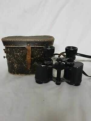 C4 Vintage Binoculars Astrolite 8 x 26 Pridham Toquay, w/ Brown Leather Case #37