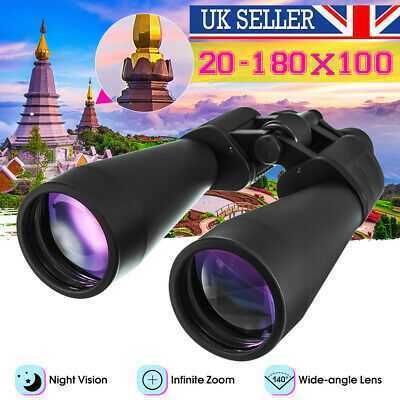 20x 180x100 70mm Tube Zoom Binoculars Day Night Vision Optical Green Lens UK