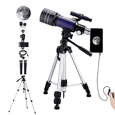 150X Telescope for Kids Astronomy Beginners Adults, 70mm HD Refractor Telescope