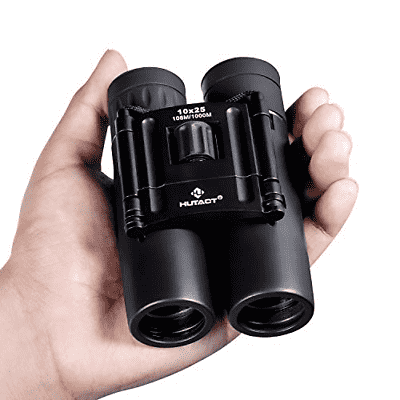 HUTACT Binoculars Compact, 10x25 Small and Lightweight, Rubber Shell Touching,