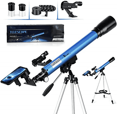 TELMU Kids Telescopes for Astronomy 50mm Aperture and 600mm Focal Length Portable