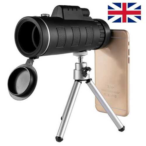 Portable Compact Monocular with Tripod Phone Clip Telescope for Camping Hunting