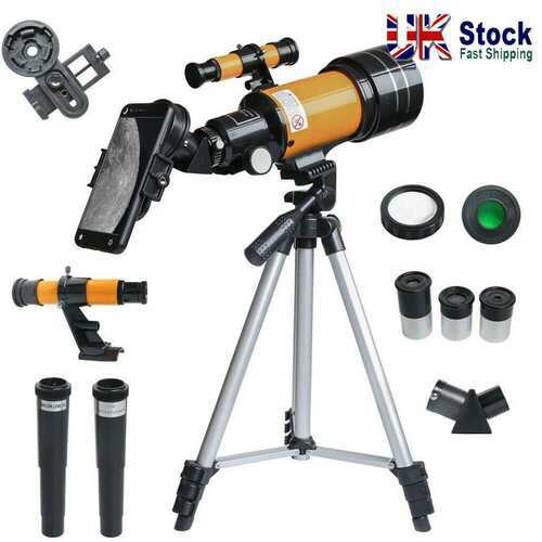 150X 70mm Refractive Astronomical Telescope w/Phone Clip Night Vision Telescope