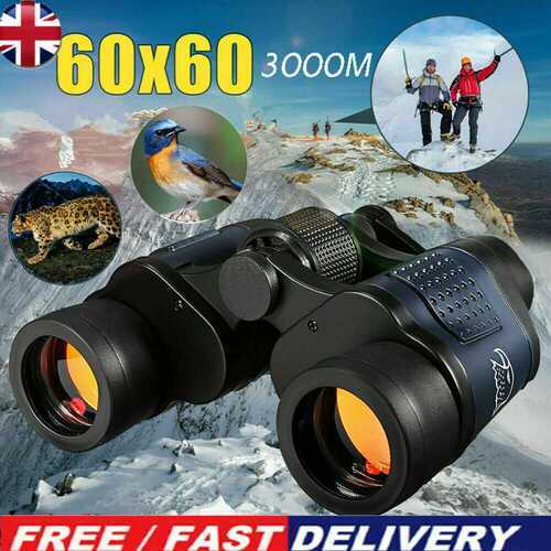 60x60 Day/Night Military Army Zoom Powerful Binoculars Optics Hunting Camping UK