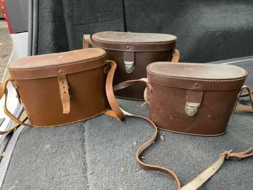 3 X Vintage Leather Binocular Cases