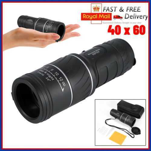 40x60 Pocket HD Optical Monocular Telescope Low Light Night Vision Monocular