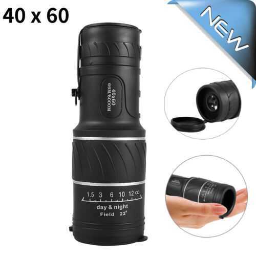 40x60 HD Monocular Telescope Pocket Focus Outdoor Low Light Green Film Clear Len