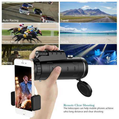 40x60 Portable HD Optical Monocular Telescope Day/Night Vision+Phone Clip+Tripod