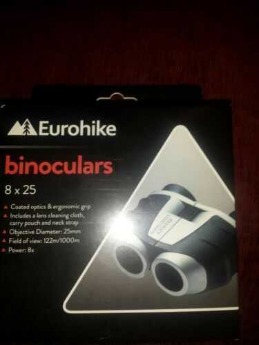 Eurohike Binoculars 8 X 25 Carry Case Pouch and Neck Strap