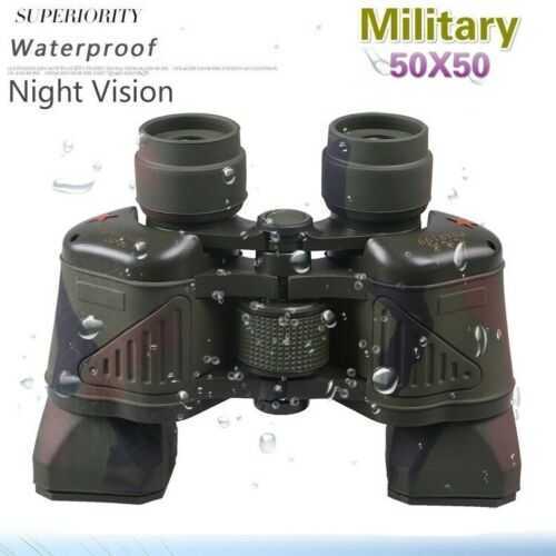 Day/Night 50x50 Military Army Zoom Ultra HD Binoculars Optics Hunting Camping UK