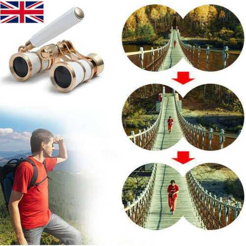 Theater Opera Glasses Binocular Telescope With Handle (White with Gold Trim)3X25