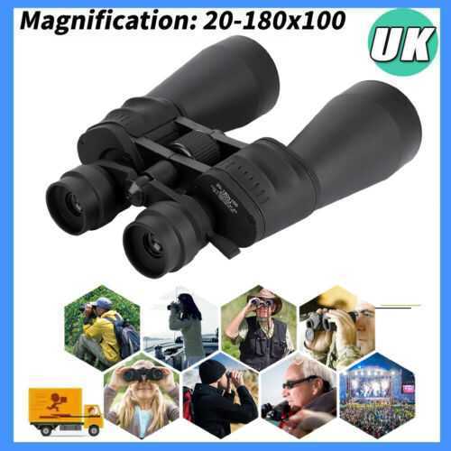 20-180x100 Zoom Lens Binoculars Day and Night Vision Outdoor Hunting Telescope UK