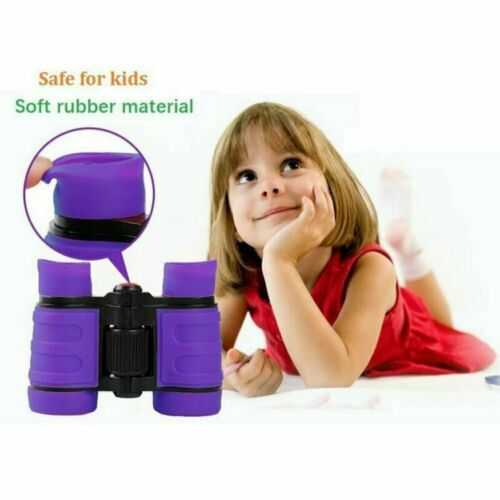 4x30 Children Purple Binoculars Pocket Rubber Telescope For Kids Outdoor Games