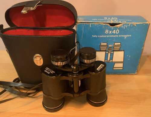 VINTAGE Unifot 8 x 40 BINOCULARS and CASE and BOX Field Of View 122m At 1000m KOREAN