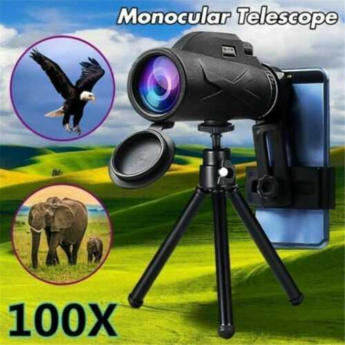 Professional 80X100 Tripod Monocular Telescope Zoom Night Vision Hunting +Holder