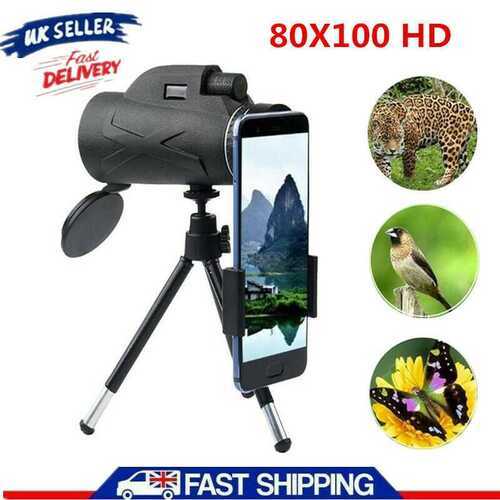 80X100 HD Zoom Telescope Monoculars Camping Night Vision with Tripod Waterproof