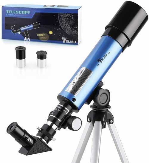 TELMU Astronomical telescope zoom portable refractor with tripod 45 degree diago