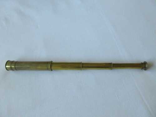 SMALL BRASS THREE-DRAW VINTAGE TELESCOPE FOR SPARES OR RESTORATION