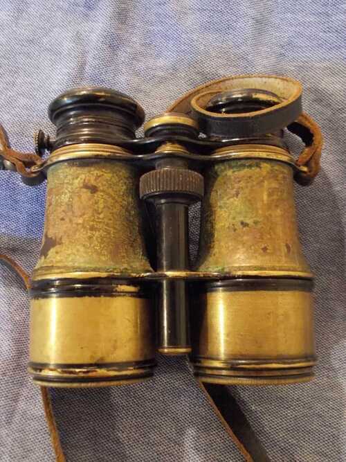 ANTIQUE BINOCULARS TRI LENS , FIELD , MARINE and THEATRE , BUILT IN COMPASS