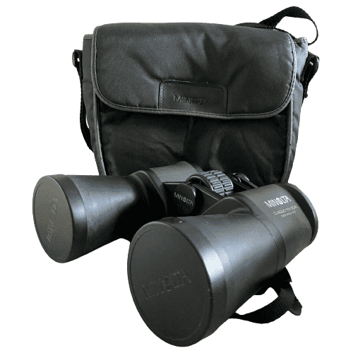 Minolta Binoculars Classic 10x50W Wide Angle 6.5 Case Lens Covers x4 Strap