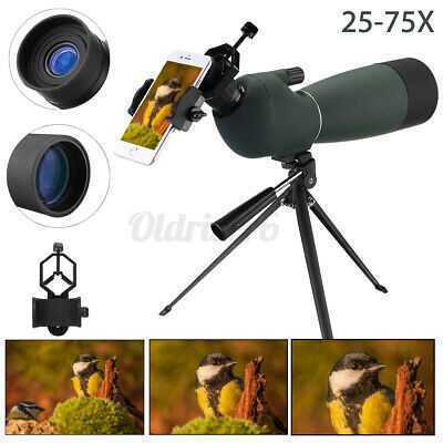 Portable 25-75x70 Zoom Spotting Scope Monocular Telescope w/ Tripod + Phone Clip