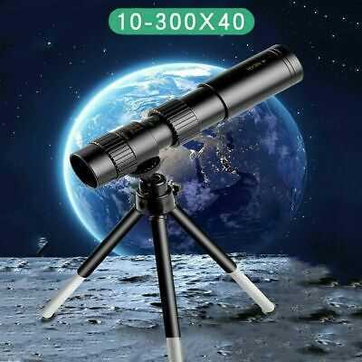 4k 10-300x40mm Super Telephoto Zoom Monocular Telescope With Tripod and Clip