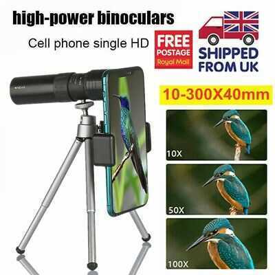 4K 10-300X40mm Super Telephoto Zoom Monocular Telescope OR With TripodandClip Set~