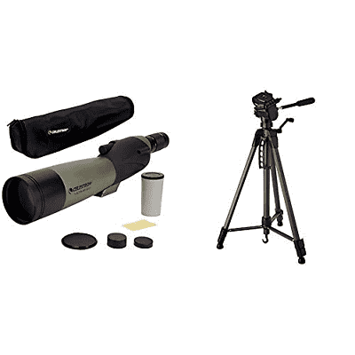 Celestron 52254 80 mm Ultima Spotting Scope Straight and Hama Star 62 Tripod with