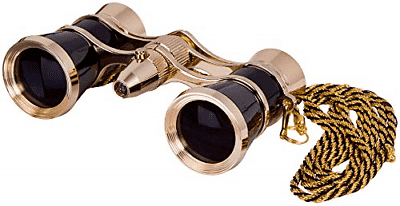 Levenhuk Broadway 325F Opera Glasses with LED Light and Chain, Black