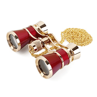 Aomekie Theatre Opera Glasses Binoculars 3X25 with Chain for Theater Horse Red