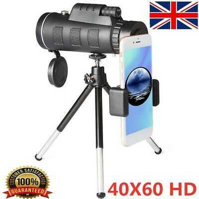 Portable 40X60 Monocular Telescope Outdoor HD Vision Telescopic W/Tripod+ Clip